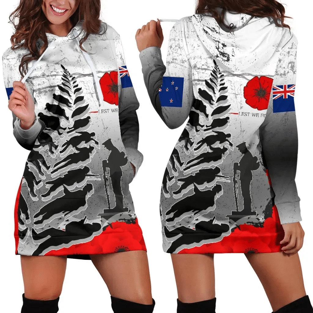 Silver Fern Women's Hoodie Dress Anzac Day