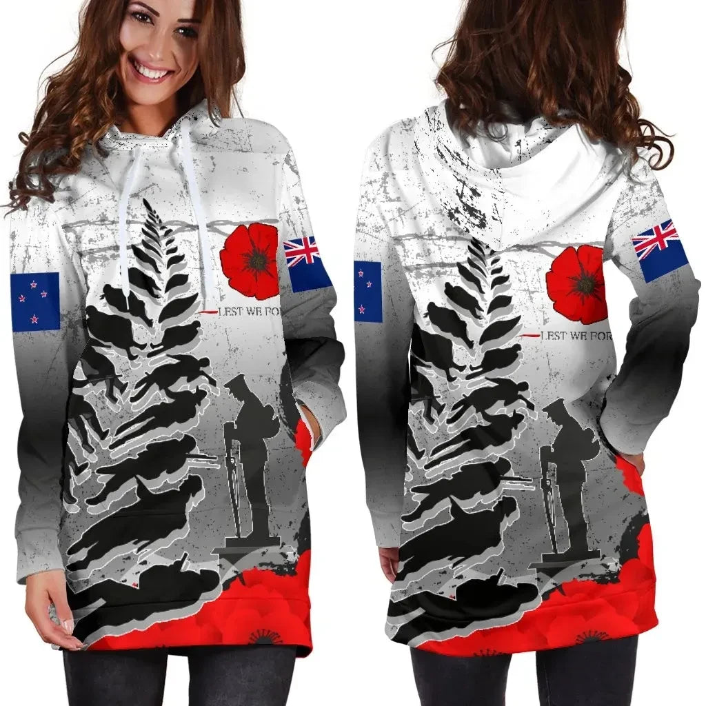 Silver Fern Women's Hoodie Dress Anzac Day