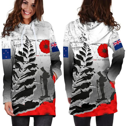 Silver Fern Women's Hoodie Dress Anzac Day
