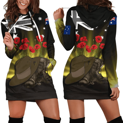 Australia Anzac Day Hoodie Dress Lest We Forget Hat And Boots Poppies