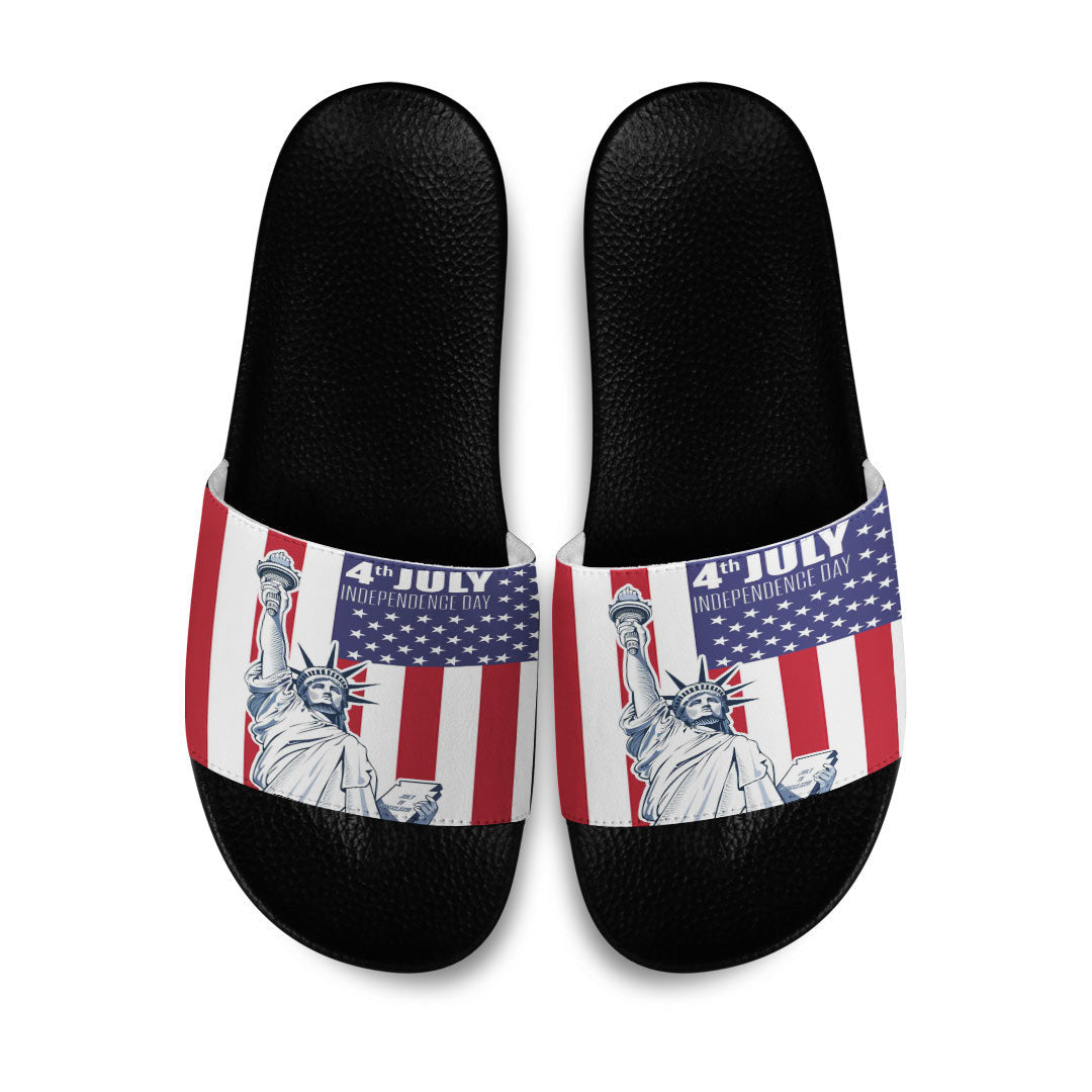 Slide Sandals Patriot Day Statue of Liberty Slide Sandals