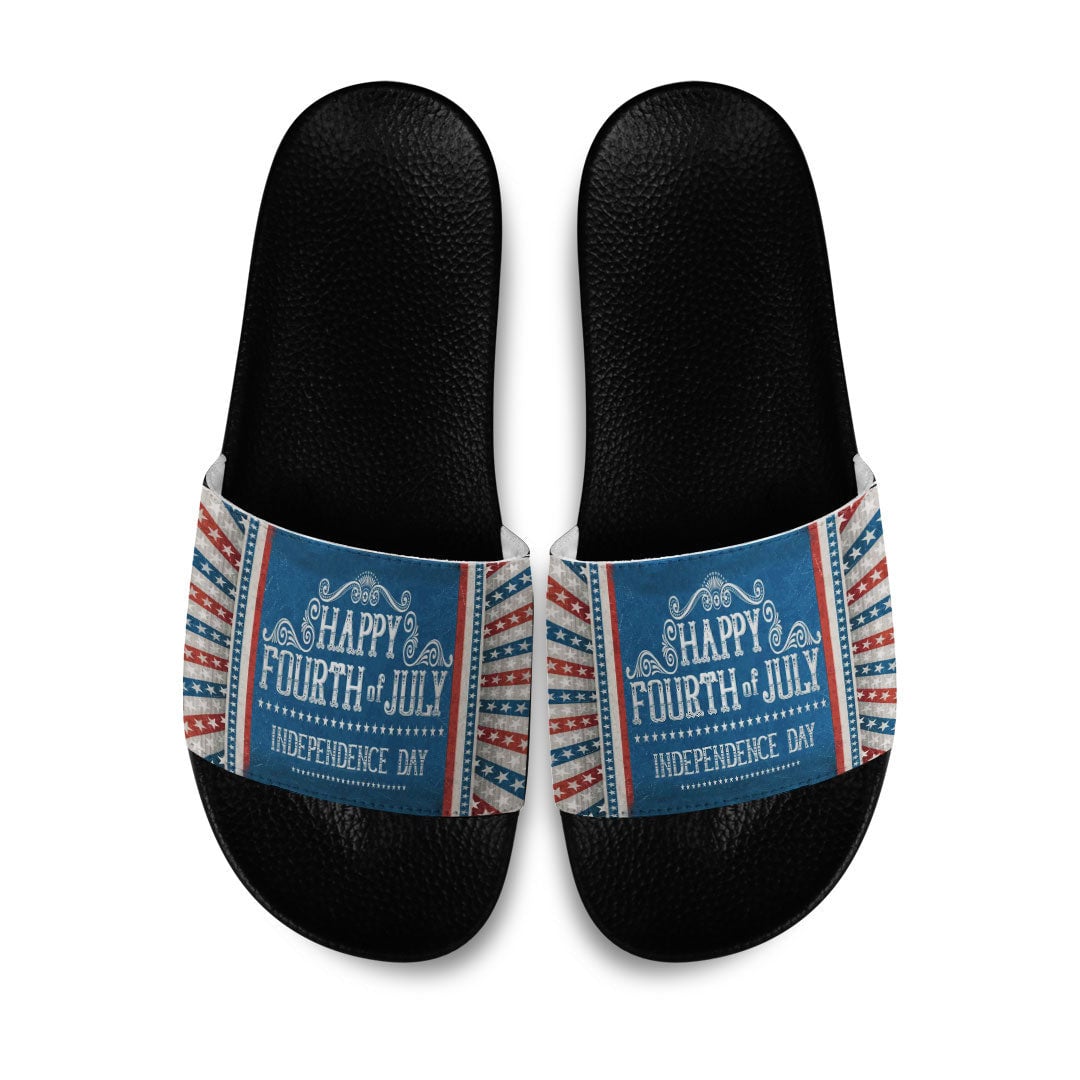 Slide Sandals Happy Fourth of July Slide Sandals