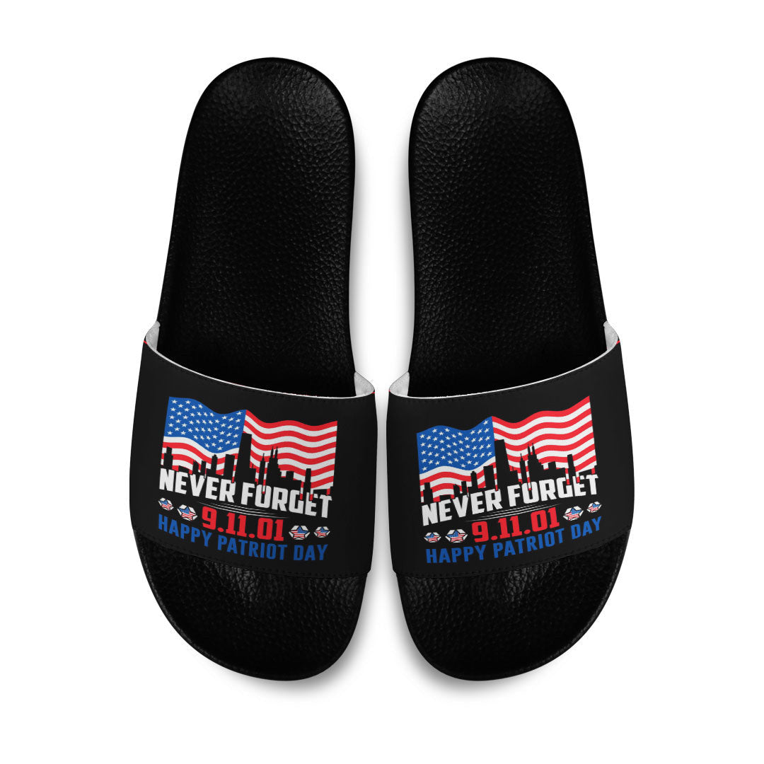 Slide Sandals Patriot Day Never Forget 9/11 Slide Sandals