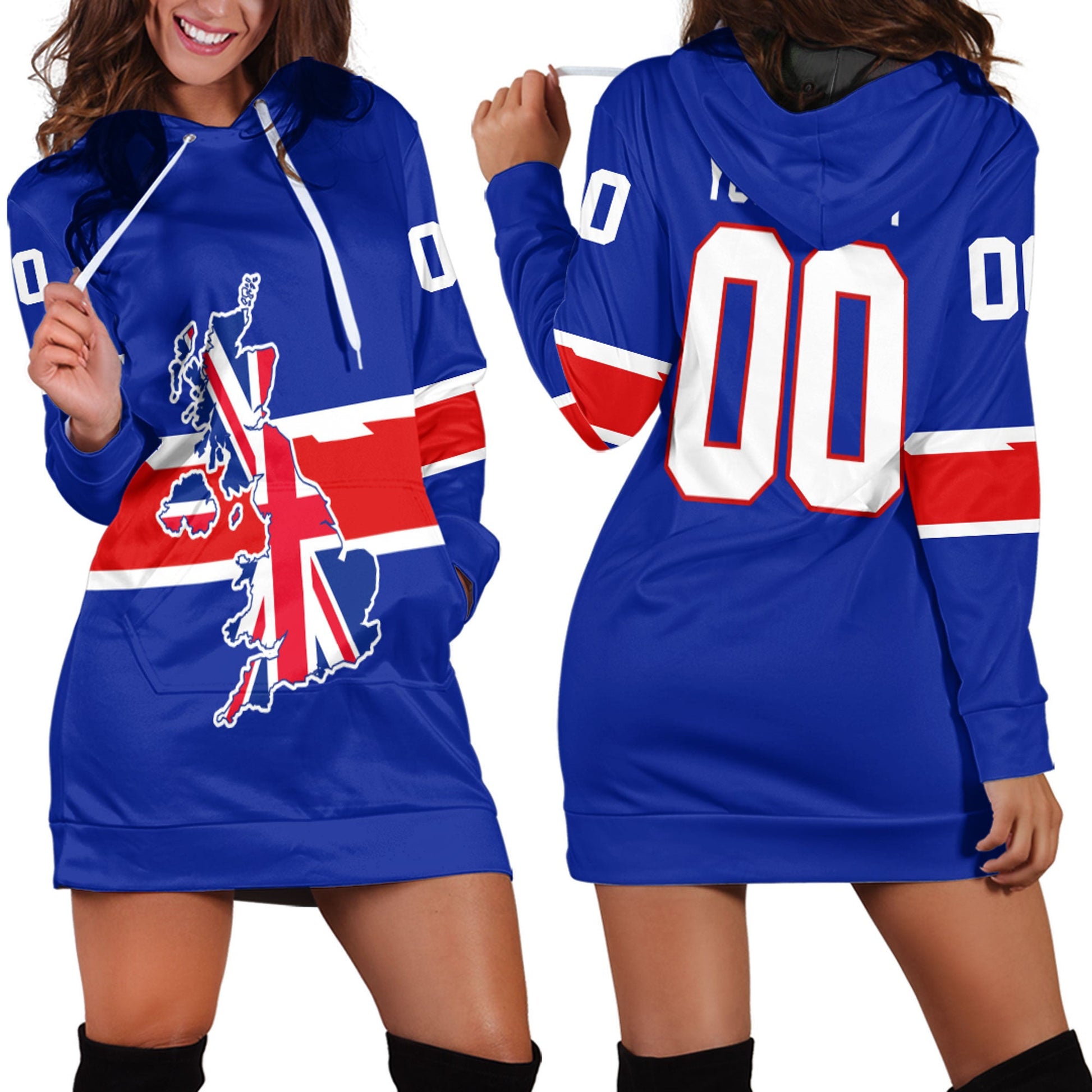Clothing Custom Great Britain Team Hockey Jersey Style Hoodie Dress
