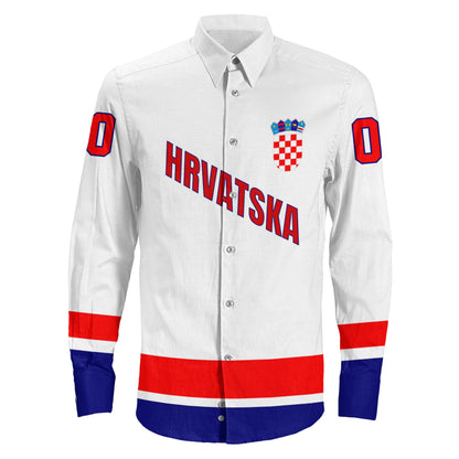 Clothing Custom Croatia Classic Hockey Jersey Style Long Sleeve Button Shirt