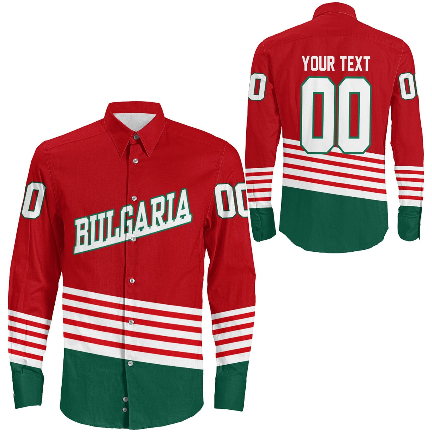 Clothing Custom Bulgaria Team Hockey Jersey Style Long Sleeve Button Shirt