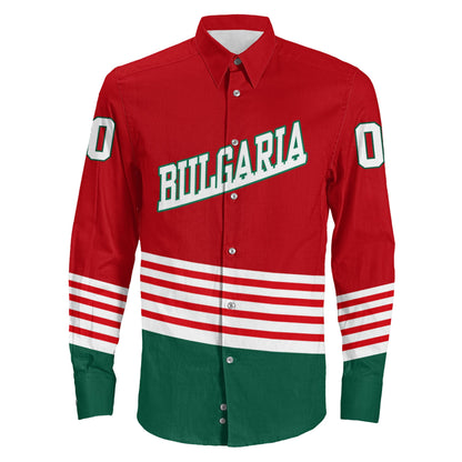 Clothing Custom Bulgaria Team Hockey Jersey Style Long Sleeve Button Shirt
