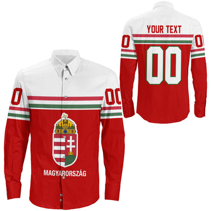 Clothing Custom Hungary Hockey Jersey Style Long Sleeve Button Shirt