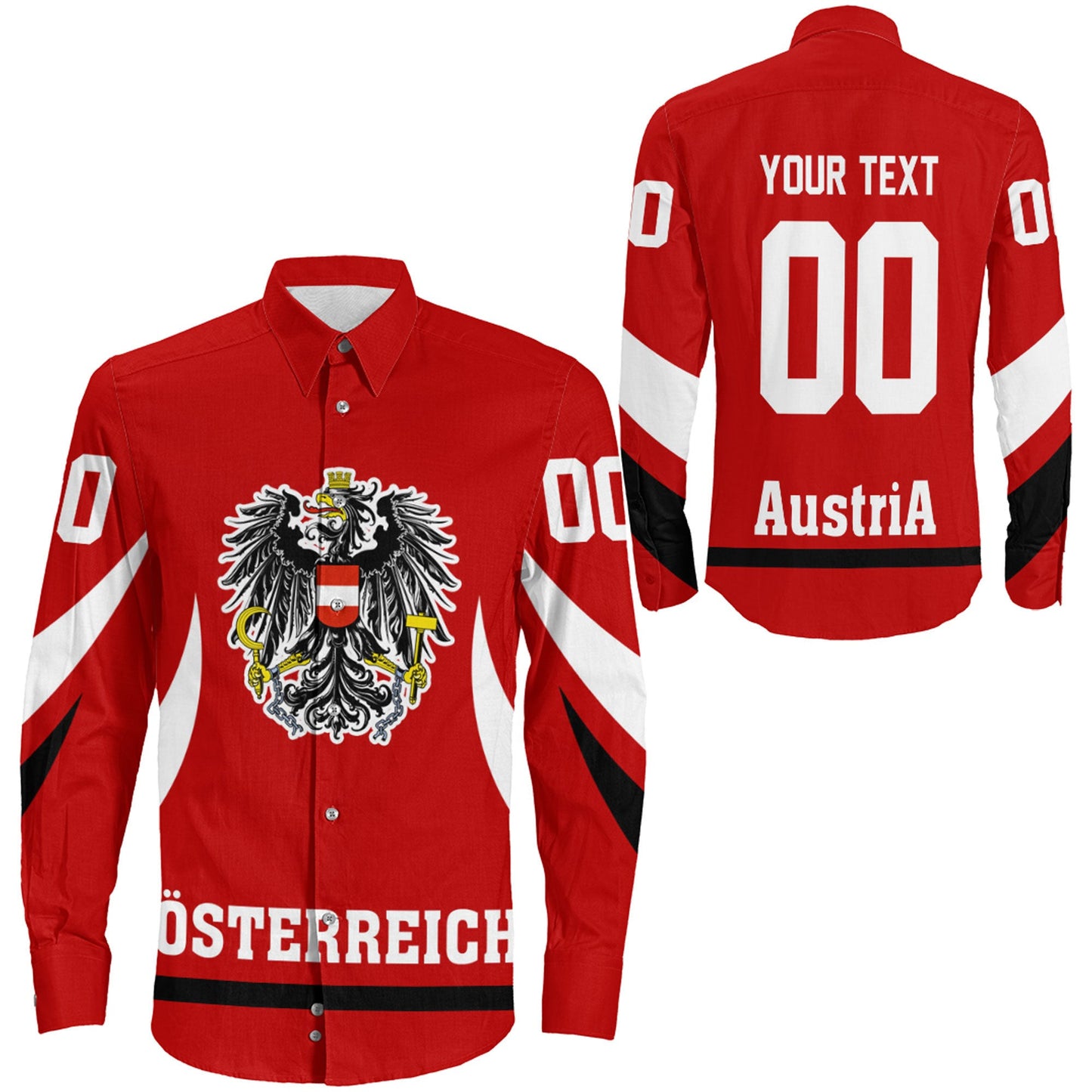 Clothing Custom Austria Hockey Jersey Style Long Sleeve Button Shirt