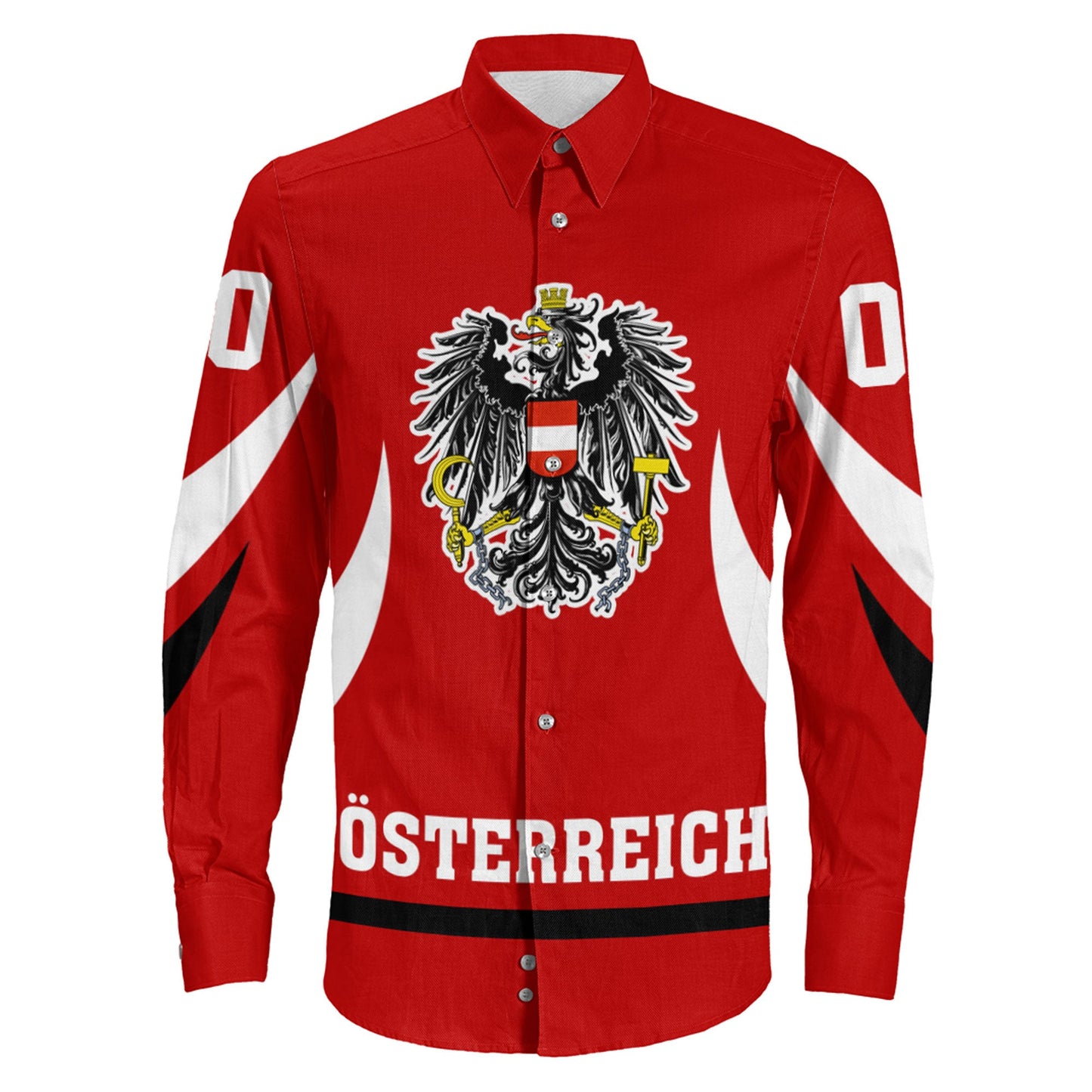 Clothing Custom Austria Hockey Jersey Style Long Sleeve Button Shirt