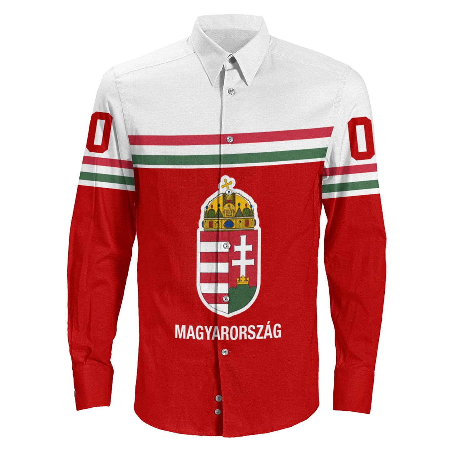 Clothing Custom Hungary Hockey Jersey Style Long Sleeve Button Shirt
