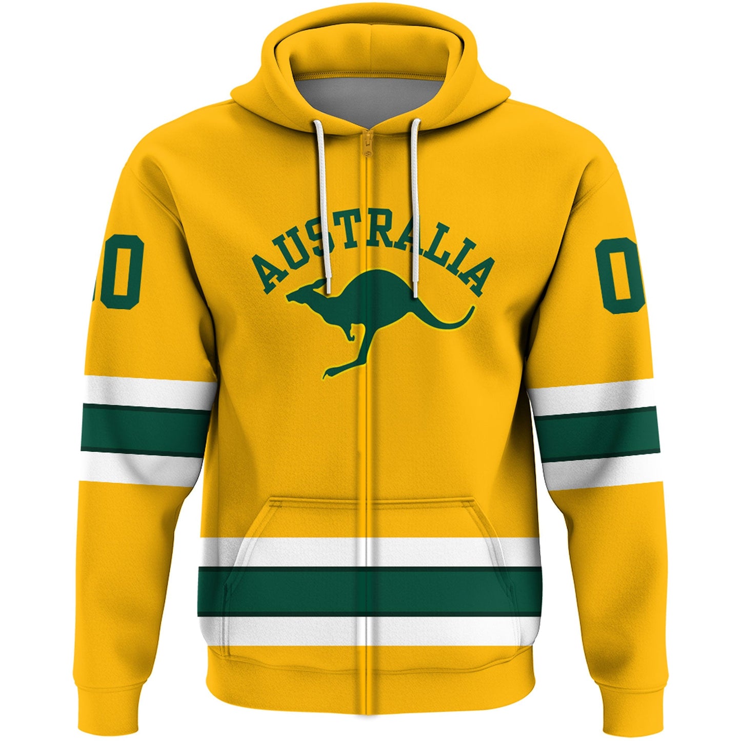 Clothing Custom Australia Hockey Style Zip Hoodie