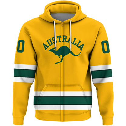 Clothing Custom Australia Hockey Style Zip Hoodie