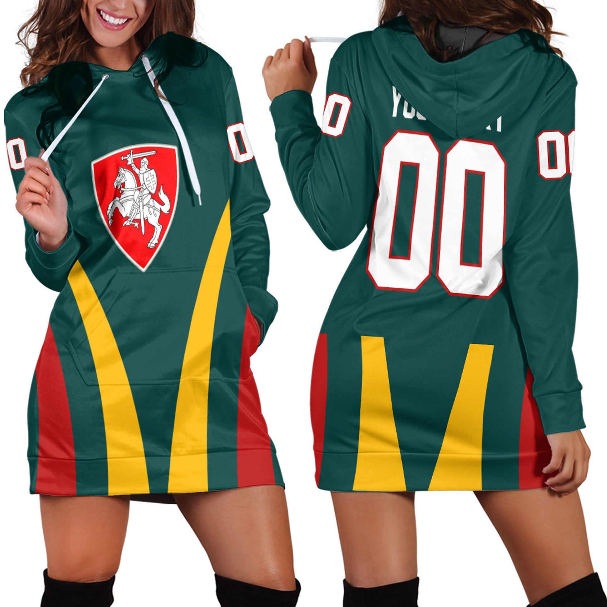 Clothing Custom Lithuania Team Hockey Jersey Style Hoodie Dress