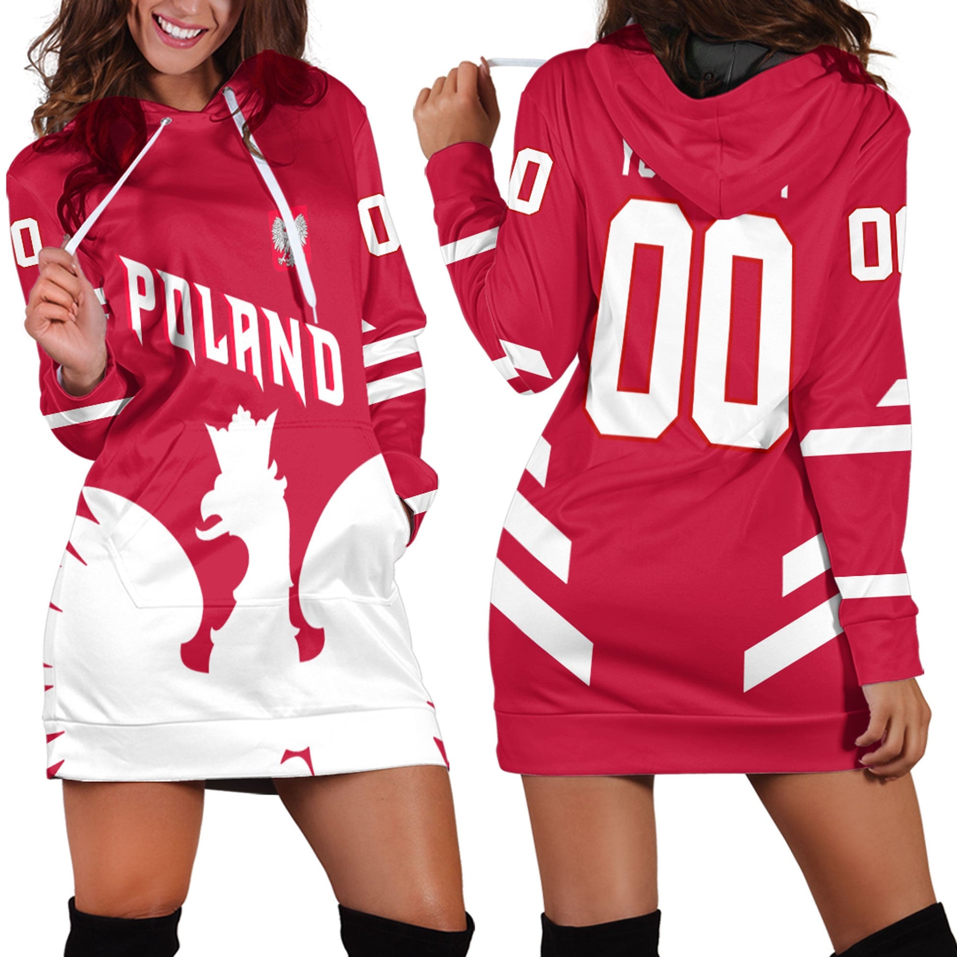 Clothing Custom Poland Team Hockey Jersey Style Hoodie Dress