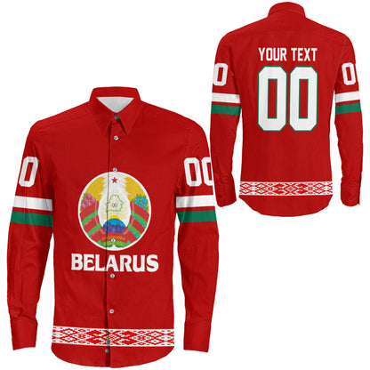 Clothing Custom Belarus Hockey Jersey Style Long Sleeve Button Shirt