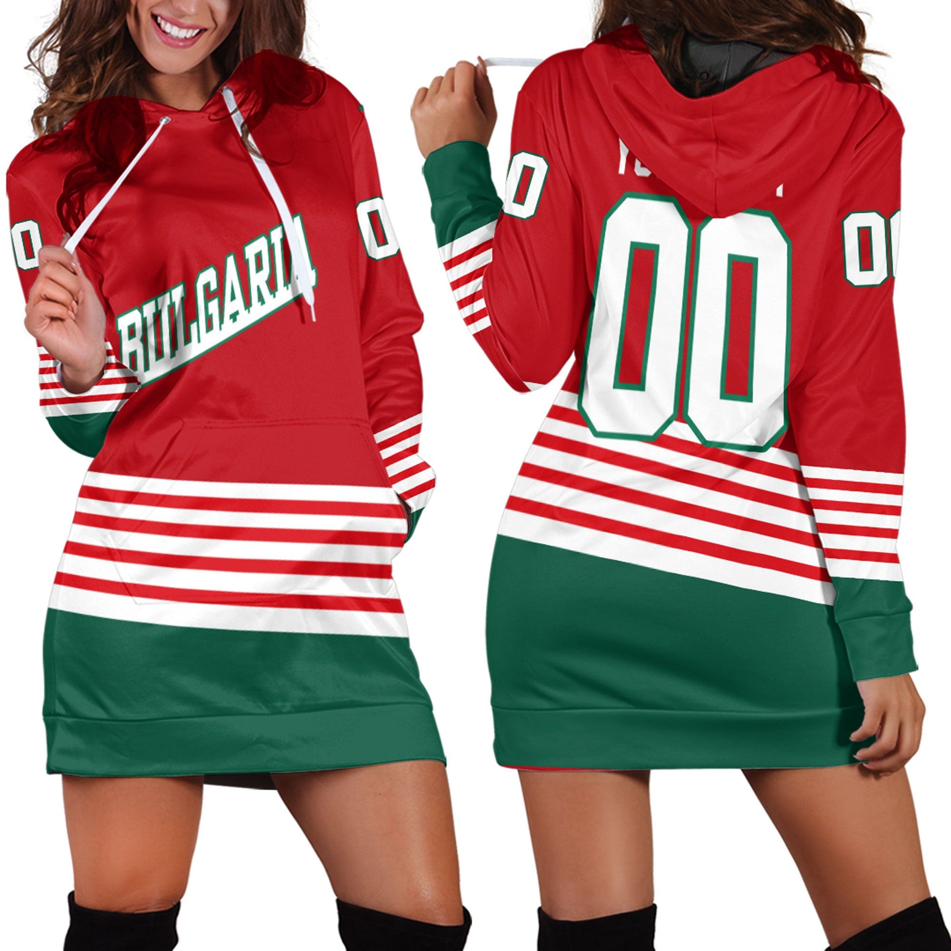 Clothing Custom Bulgaria Team Hockey Jersey Style Hoodie Dress