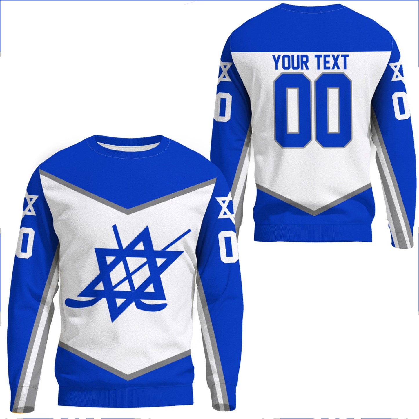 Clothing Custom Israel Team Hockey Jersey Style Sweatshirts