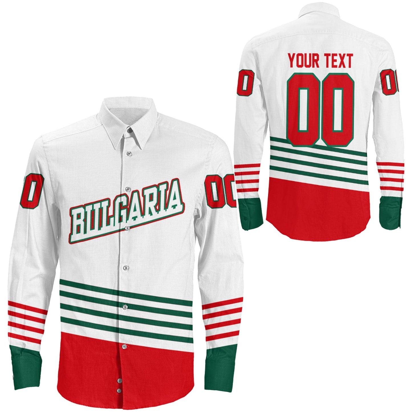 Clothing Custom Bulgaria Hockey Jersey Style Long Sleeve Button Shirt