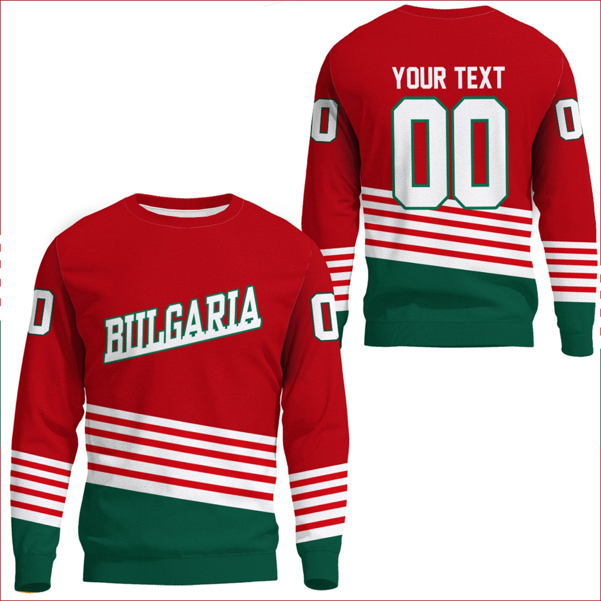 Clothing Custom Bulgaria Team Hockey Jersey Style Sweatshirts