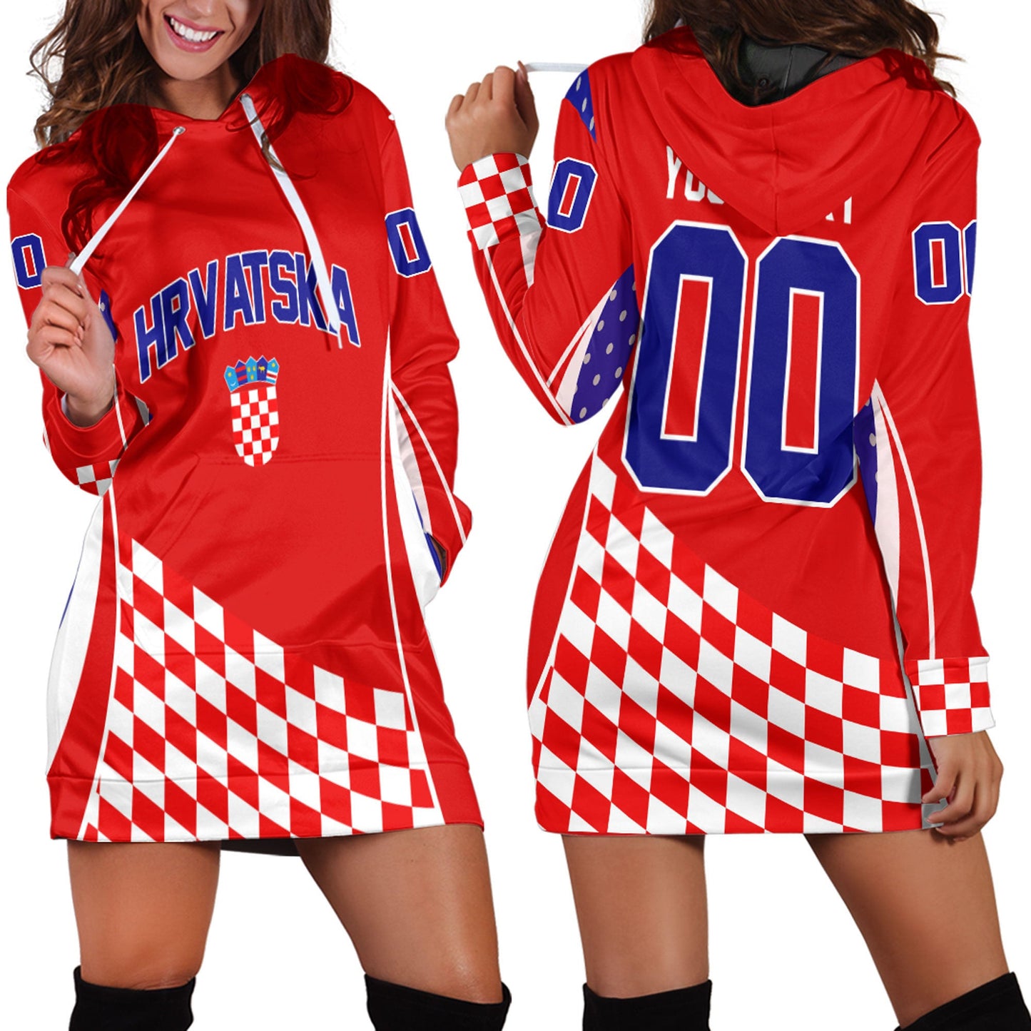 Clothing Custom Croatia Hockey Jersey Style Hoodie Dress