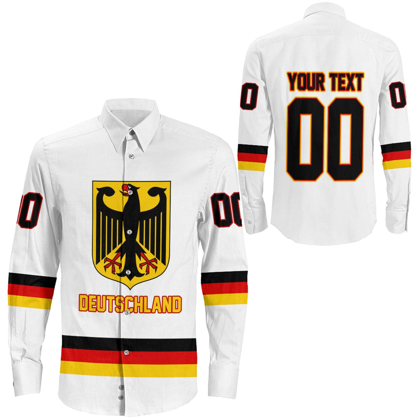 Clothing Custom Germany Team Hockey Jersey Style Long Sleeve Button Shirt