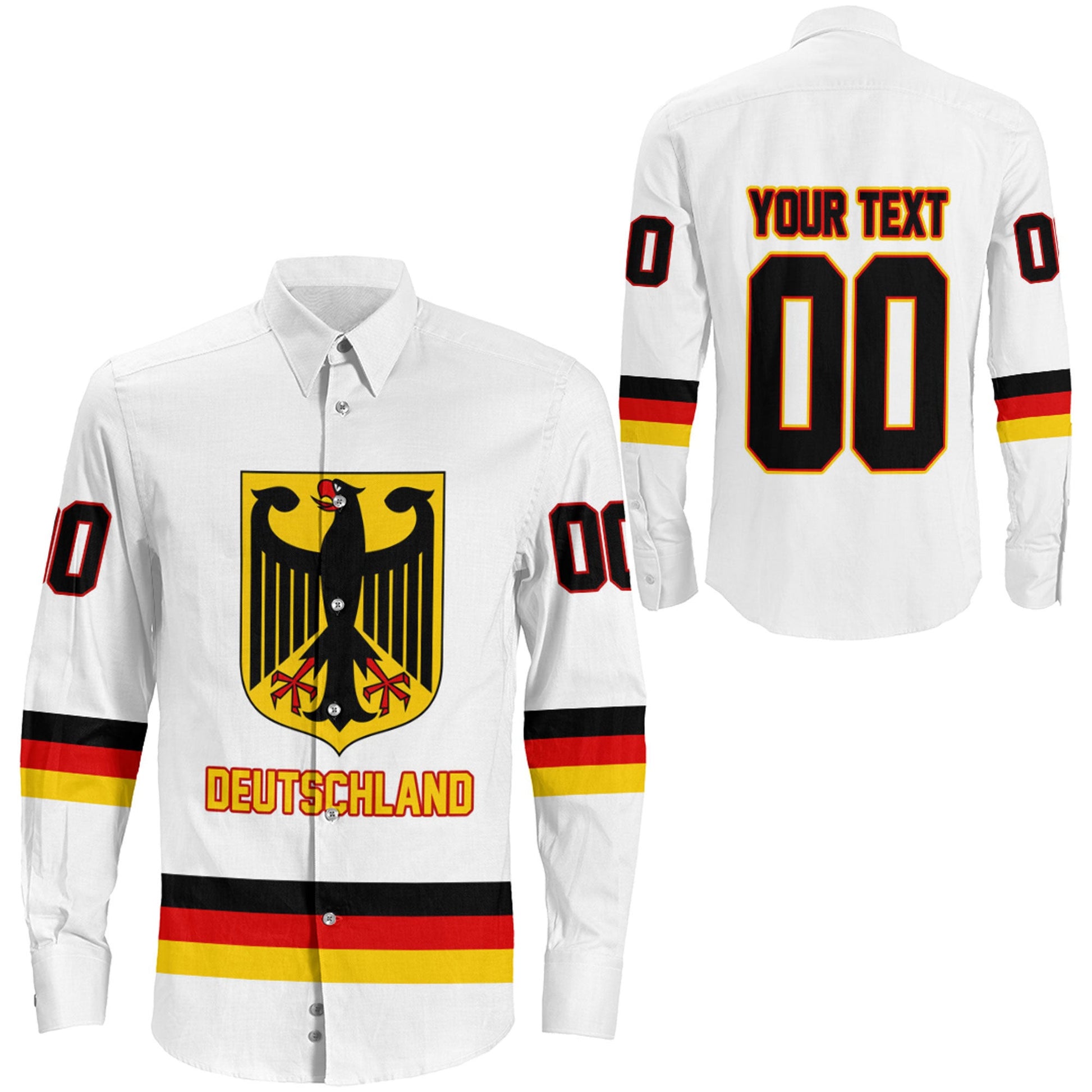 Clothing Custom Germany Team Hockey Jersey Style Long Sleeve Button Shirt