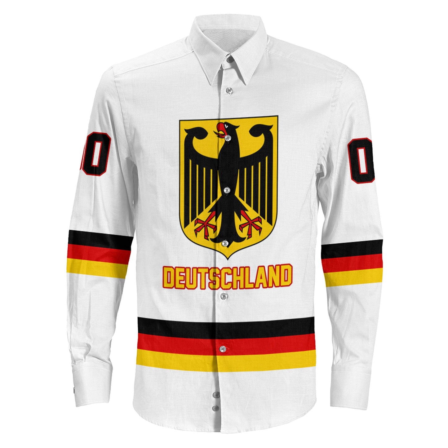 Clothing Custom Germany Team Hockey Jersey Style Long Sleeve Button Shirt