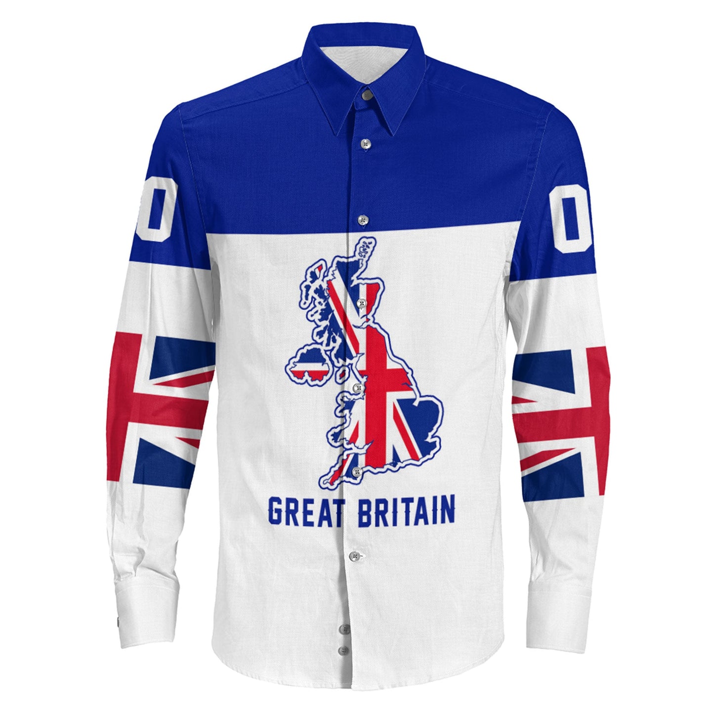 Clothing Custom Great Britain Hockey Jersey Style Long Sleeve Button Shirt