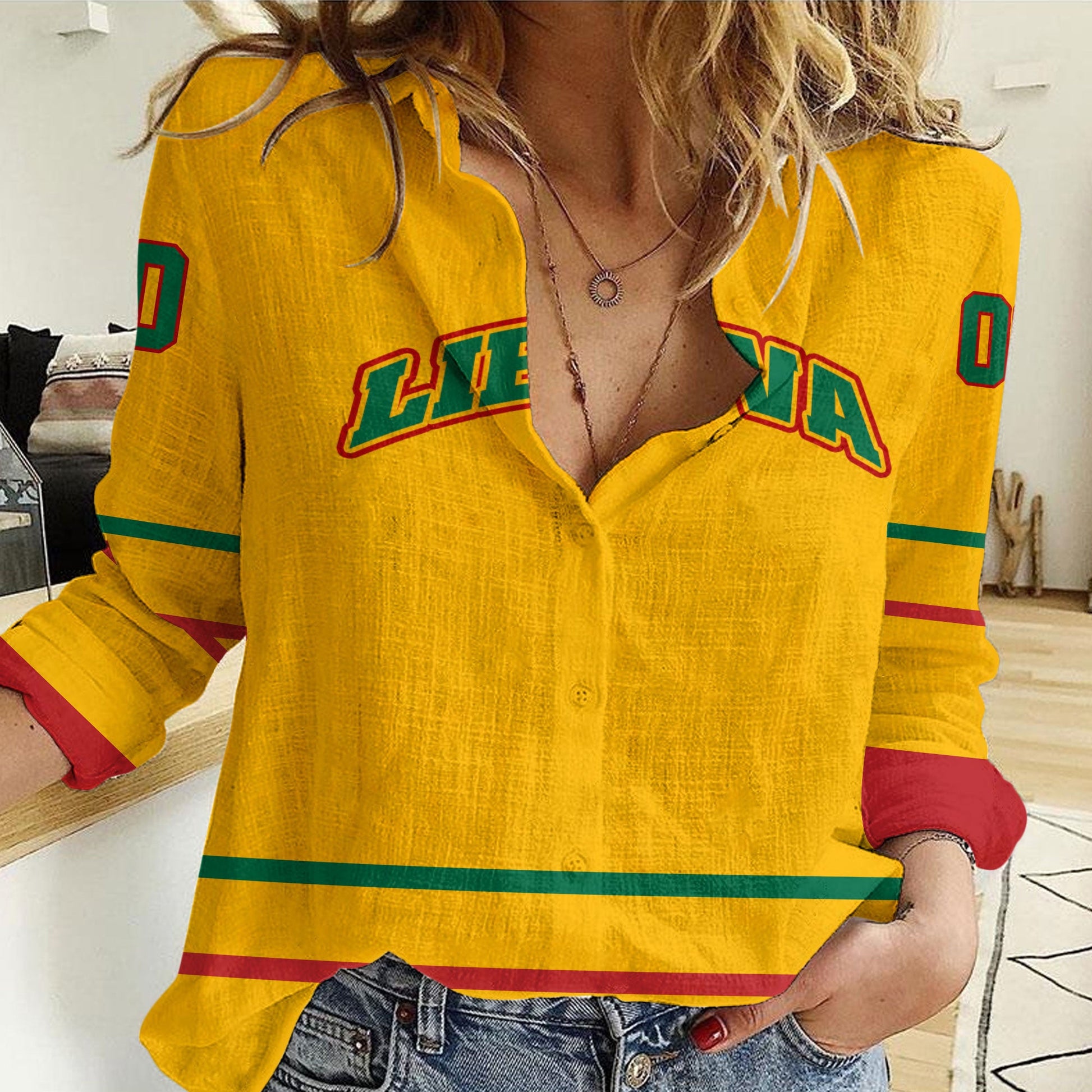 Clothing Custom Lithuania Hockey Jersey Style Women Casual Shirt