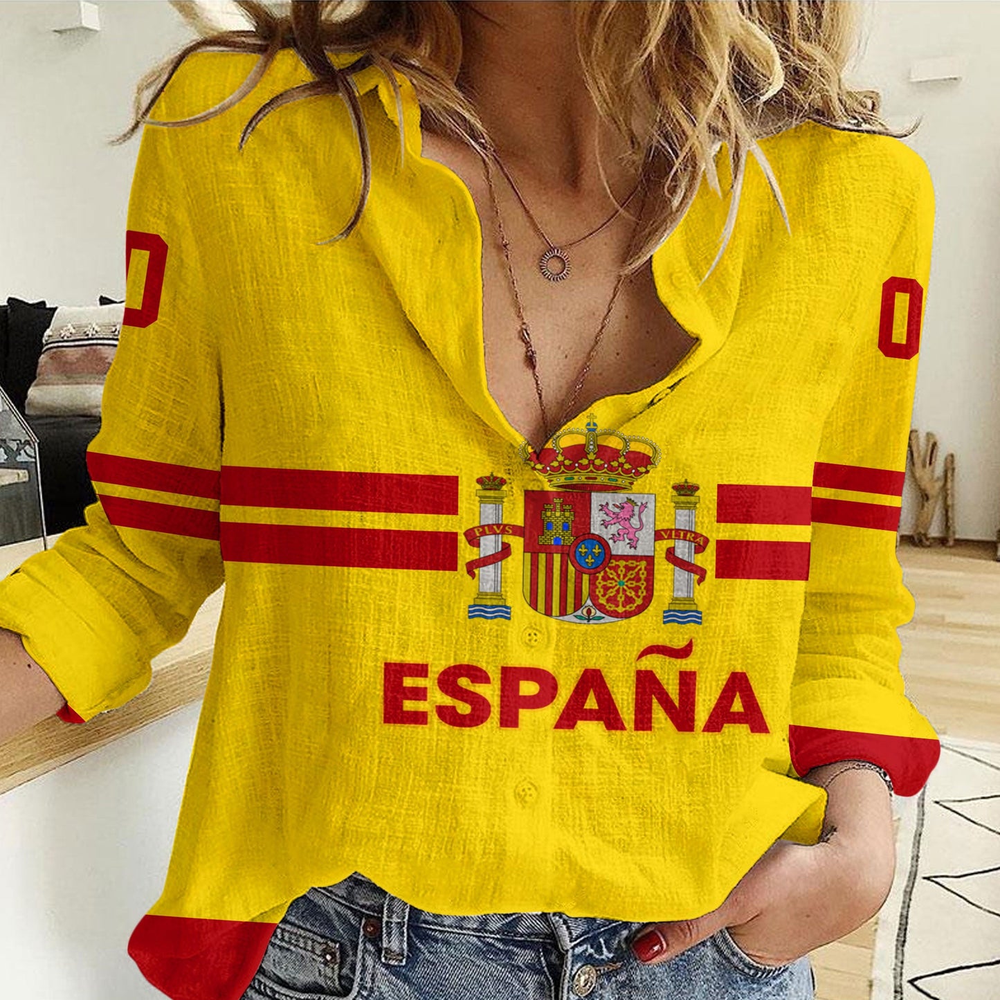 Clothing Custom Spain Hockey Jersey Style Women Casual Shirt