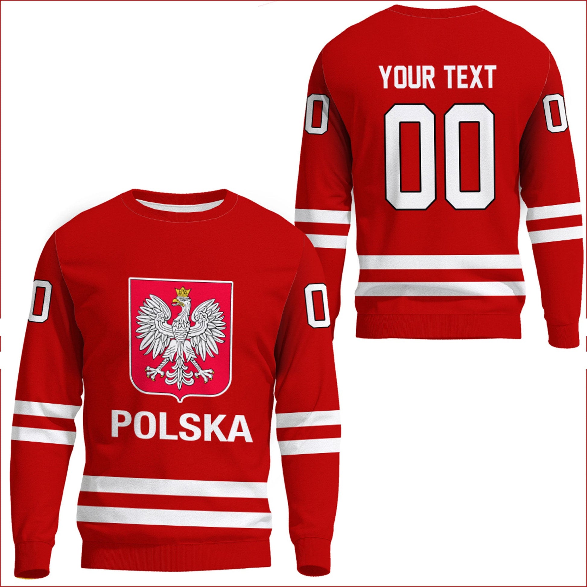 Clothing Custom Poland Hockey Jersey Style Sweatshirts