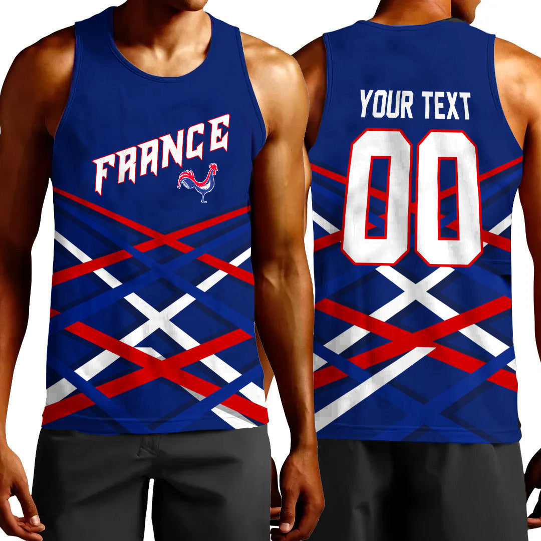 Clothing Custom France Hockey Jersey Style Blue Verison Tank Top