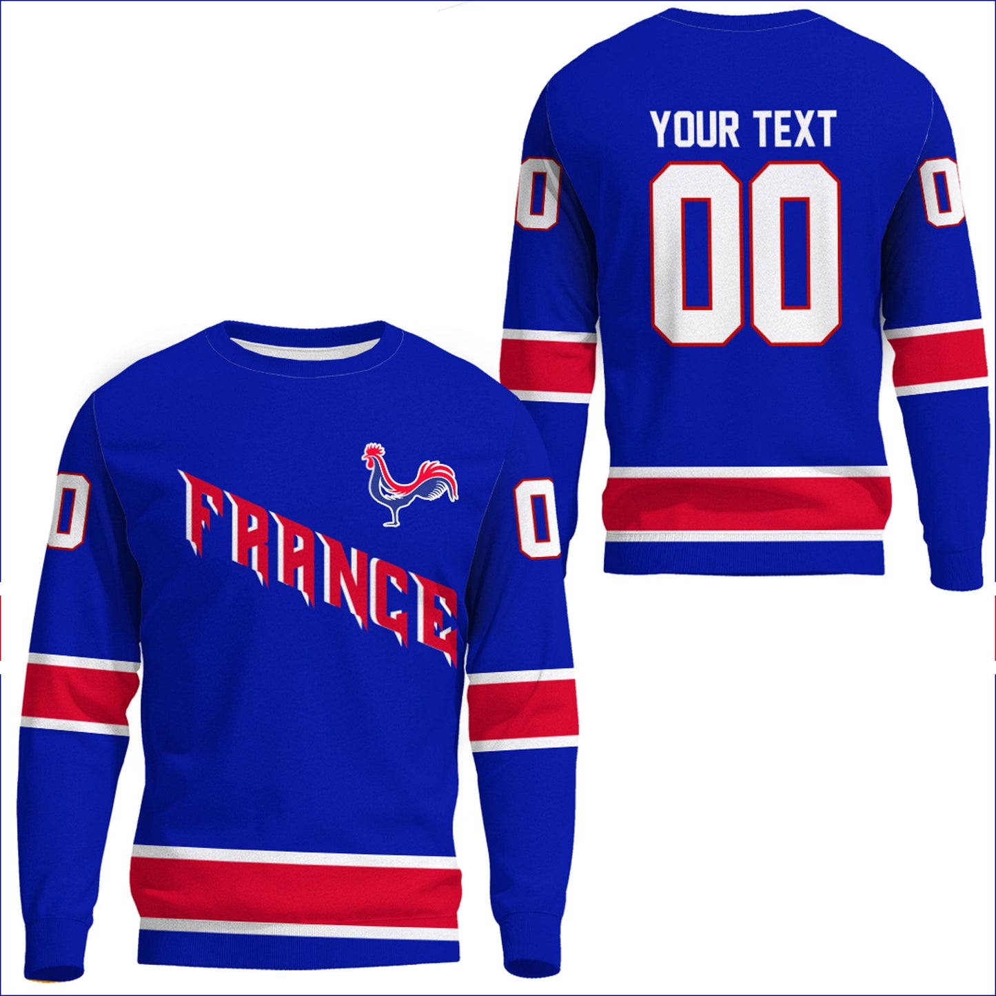 Clothing Custom France Classic Hockey Jersey Style Blue Verison Sweatshirts