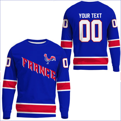 Clothing Custom France Classic Hockey Jersey Style Blue Verison Sweatshirts