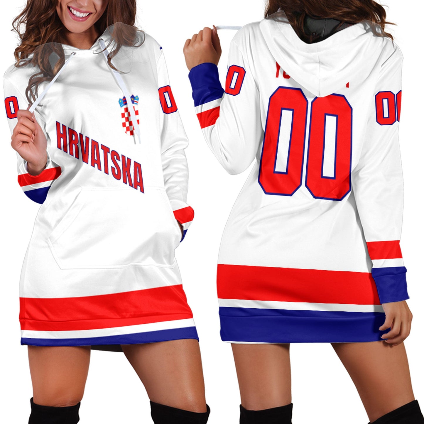 Clothing Custom Croatia Classic Hockey Jersey Style Hoodie Dress