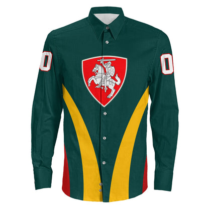 Clothing Custom Lithuania Team Hockey Jersey Style Long Sleeve Button Shirt