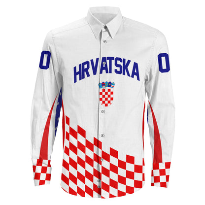 Clothing Custom Croatia Hockey Jersey Style White Version Long Sleeve Button Shirt