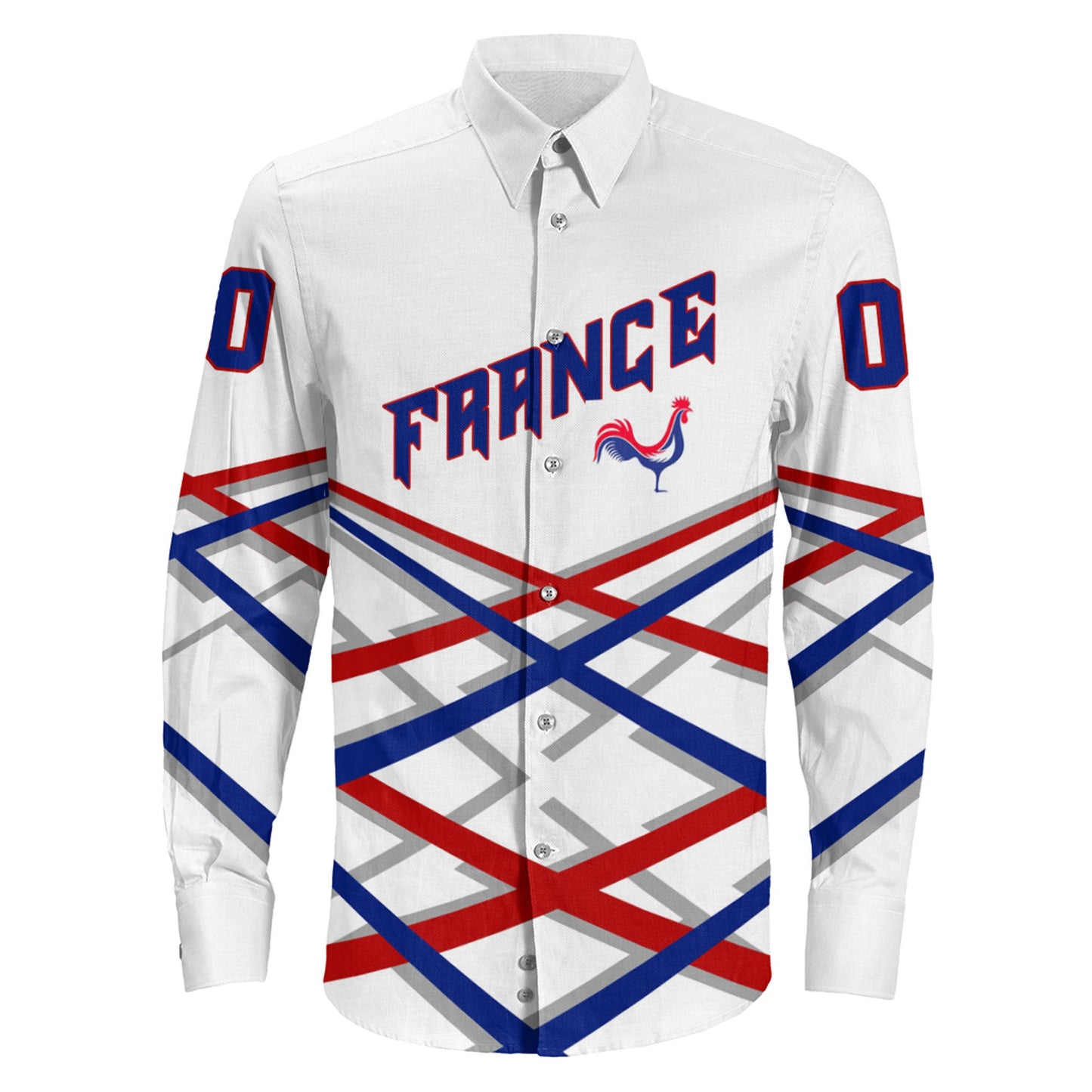 Clothing Custom France Hockey Jersey Style White Verison Long Sleeve Button Shirt