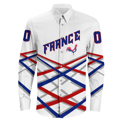 Clothing Custom France Hockey Jersey Style White Verison Long Sleeve Button Shirt