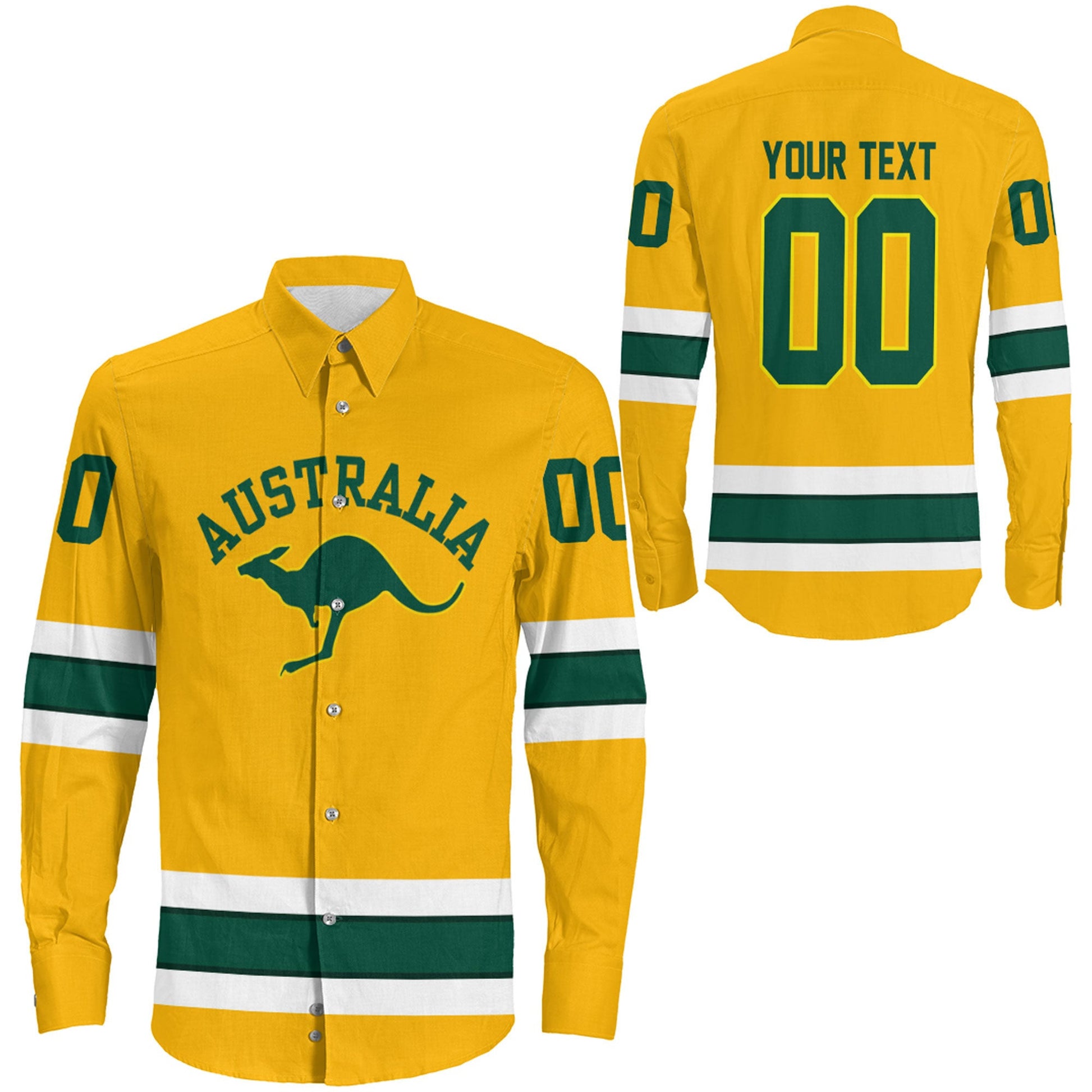 Clothing Custom Australia Hockey Jersey Style Long Sleeve Button Shirt