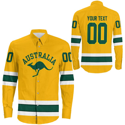 Clothing Custom Australia Hockey Jersey Style Long Sleeve Button Shirt