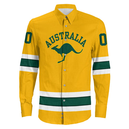 Clothing Custom Australia Hockey Jersey Style Long Sleeve Button Shirt