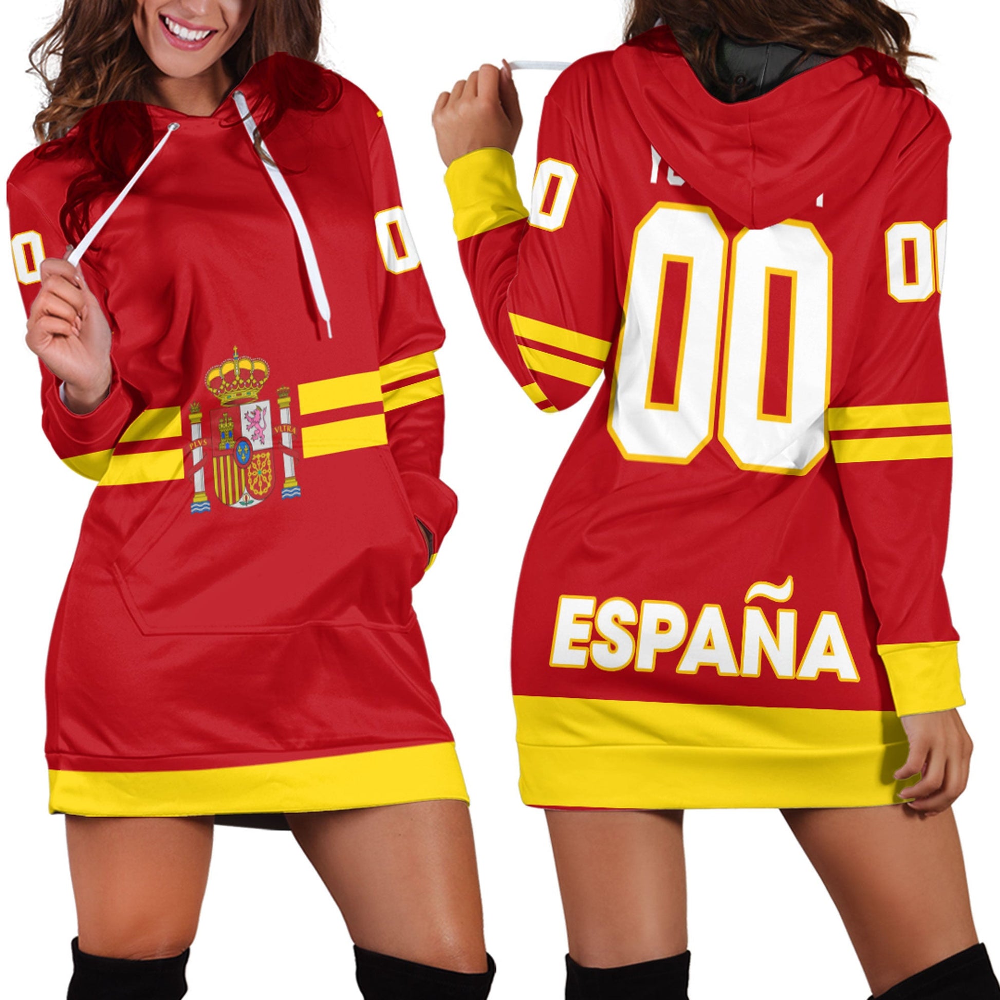 Clothing Custom Spain Team Hockey Jersey Style Hoodie Dress