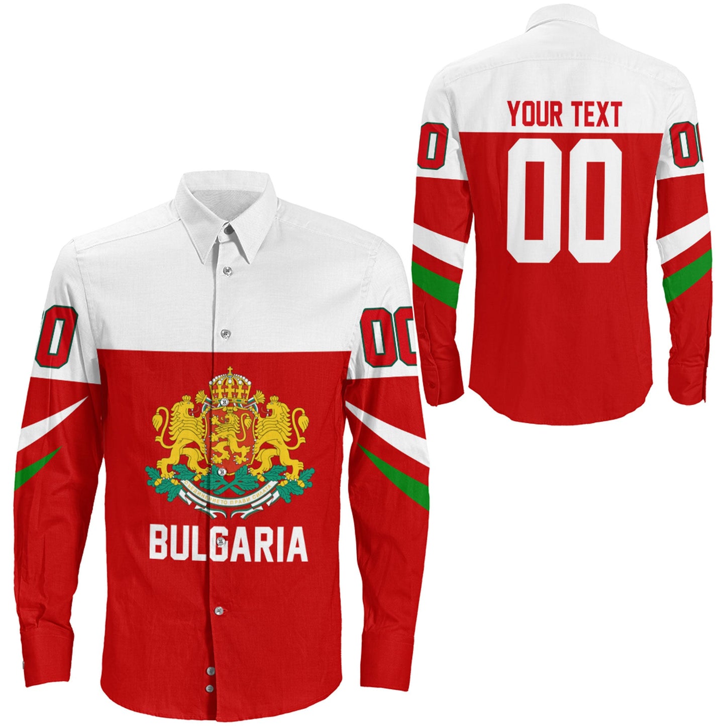 Clothing Custom Bulgaria Classic Hockey Jersey Style Long Sleeve Button Shirt