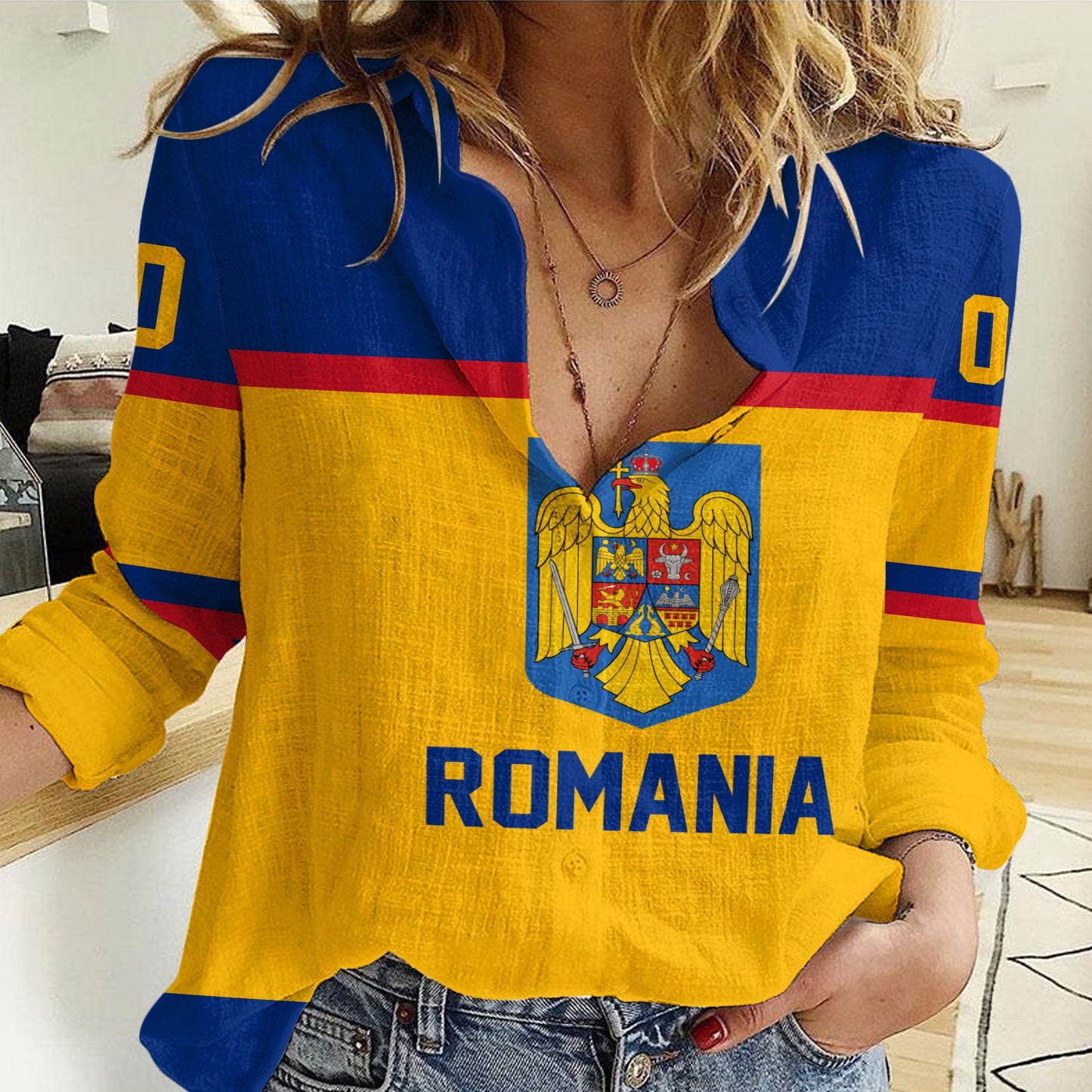 Clothing Custom Romania Classic Hockey Jersey Style Women Casual Shirt