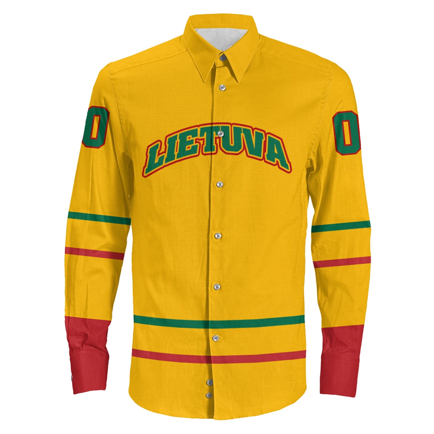 Clothing Custom Lithuania Hockey Jersey Style Long Sleeve Button Shirt