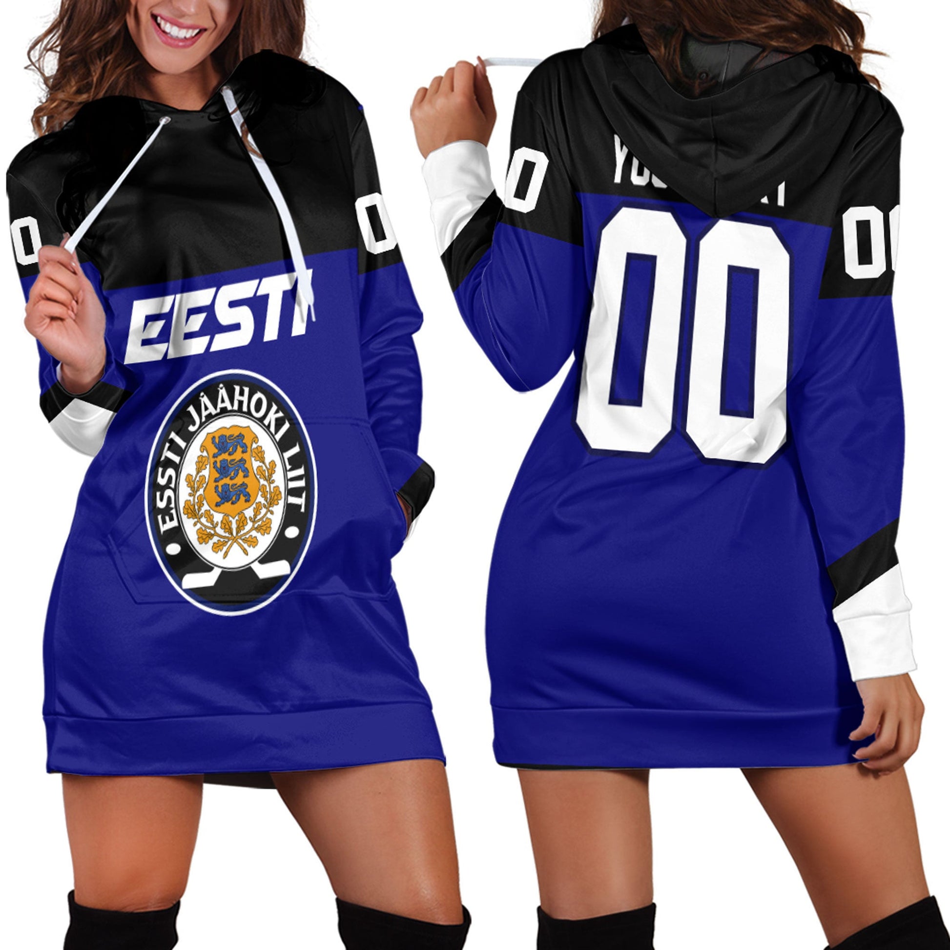 Clothing Custom Estonia Special Hockey Jersey Style Hoodie Dress