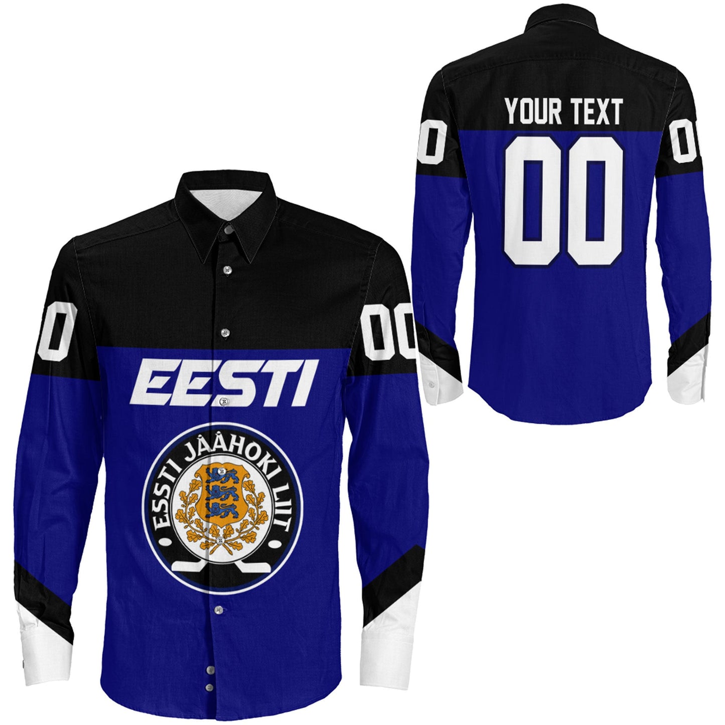 Clothing Custom Estonia Special Hockey Jersey Style Long Sleeve Button Shirt