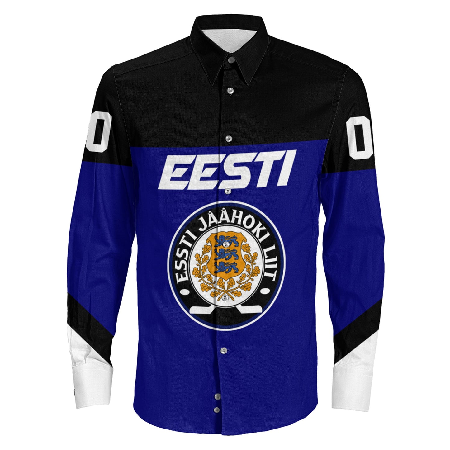 Clothing Custom Estonia Special Hockey Jersey Style Long Sleeve Button Shirt